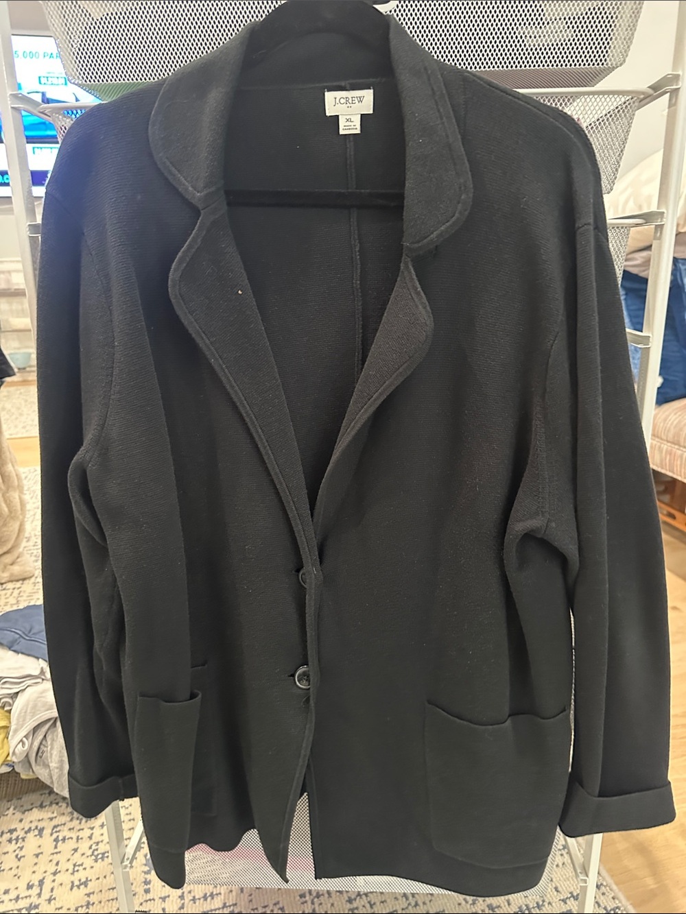 J. Crew Black Knit Blazer with Patch Pockets